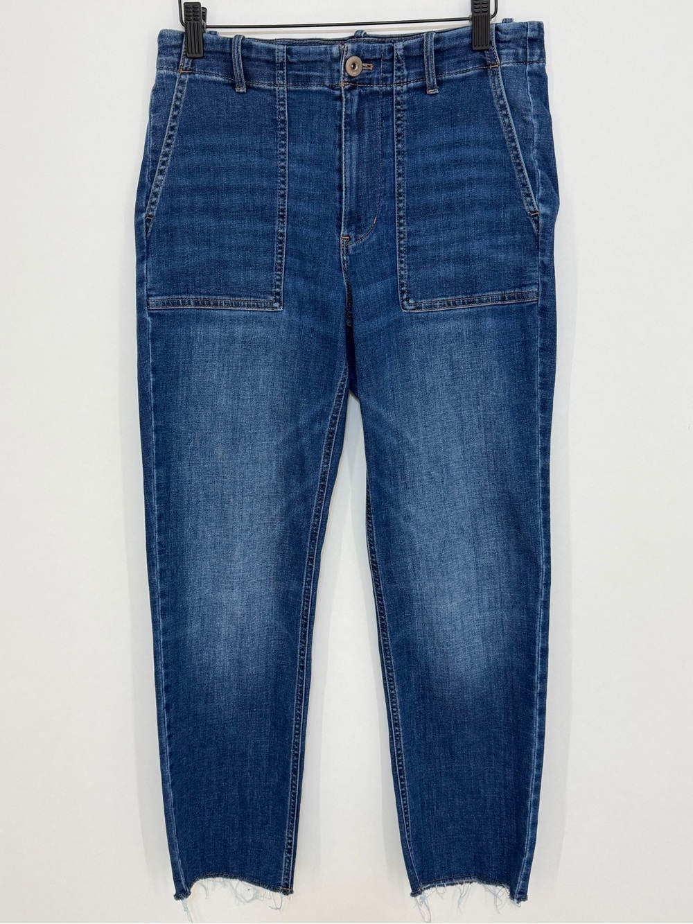 J. Jill Denim High-Rise Straight-Leg Patch Pocket Jeans Size 8